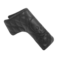 classic skull black pu leather golf club driver headcover blade mallet putter covers