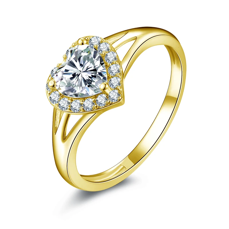 

Женские обручальные кольца в форме сердца IOGOU, желтое золото 10 к, 100% карат, D/VVS1, Муассанит, обручальные кольца с разрезом, 0,8