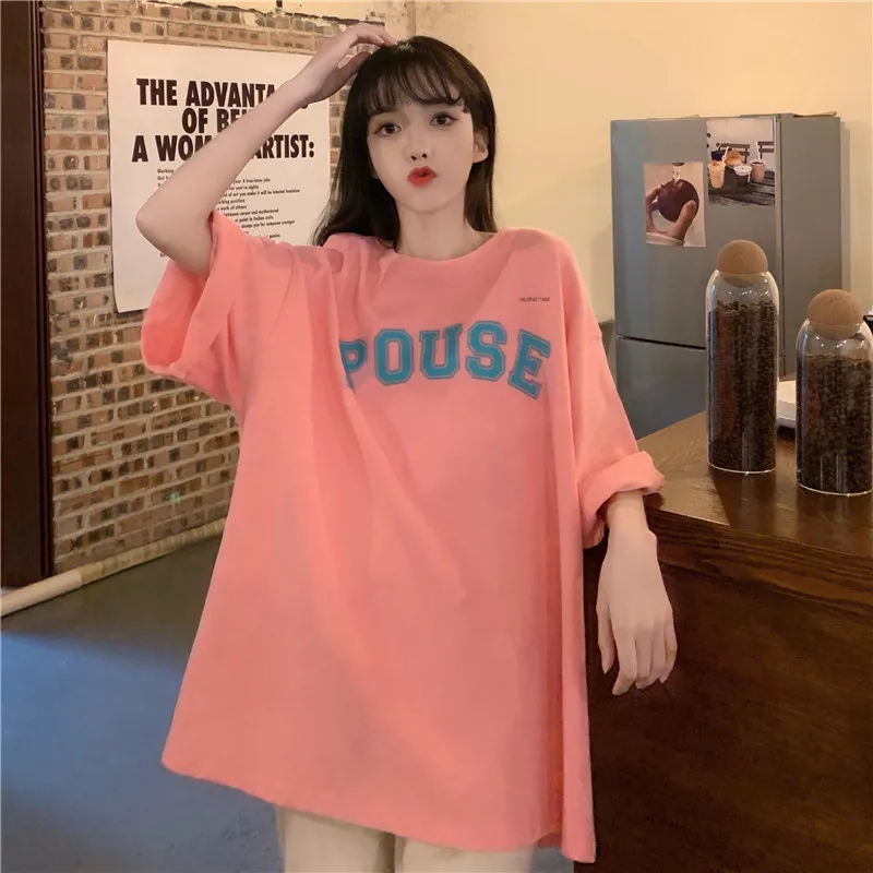 

Vintage Clothes Simple Letters Short Sleeve T-Shirts For Women Oversized Goth Aesthetic Y2k Top Student Korean Style Streetwear