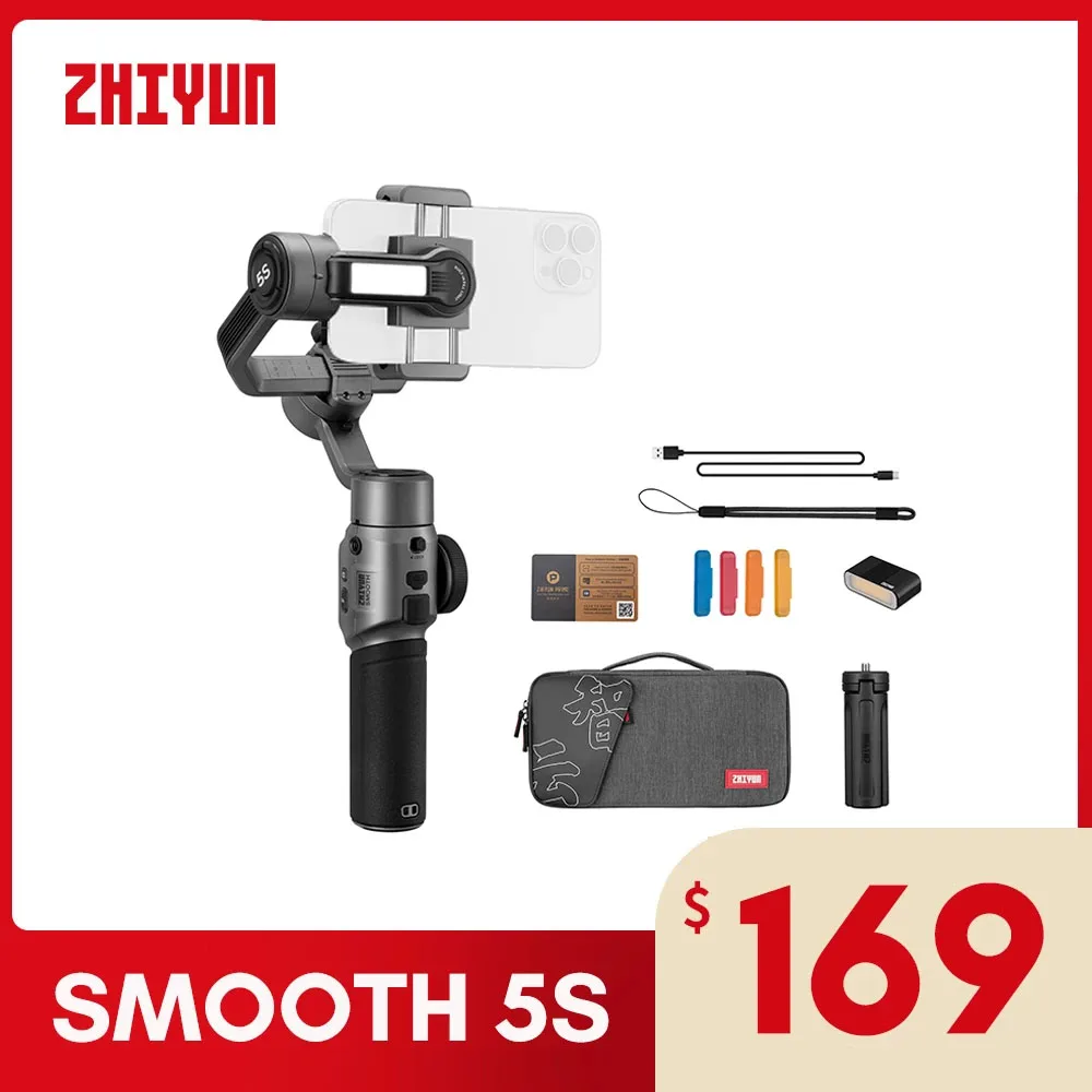Ручной Стабилизатор ZHIYUN Smooth 5S, 3-осевые стабилизаторы для смартфонов iPhone 14 Pro Max/iPhone 13/Xiaomi/VS DJI OM 6/ OM5