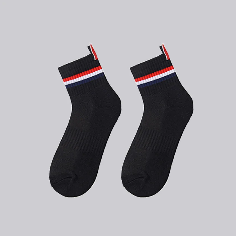 

TB THOM Men's Socks RWB Stripes Ankle Unisex Korean Fashion Cotton Knitted Comfortable Socks Casual Harajuku Stockings 1Pair