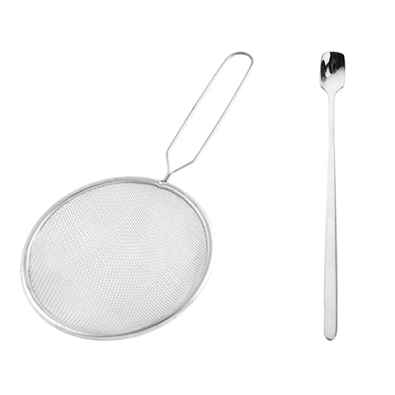 

Лидер продаж, тонкая сетчатая решетка, фотосито, ложка диаметром 12 см с длинной ручкой, ложка для мороженого, квадратная головка, 1 шт.