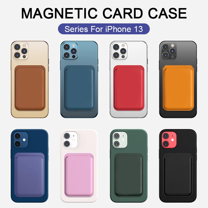 

Official Magnetic Macsafe Leather Wallet Pouch Card Holder Bag Case For IPhone 12 13 11 Pro Max Mac Safe Adsorption Back Cover