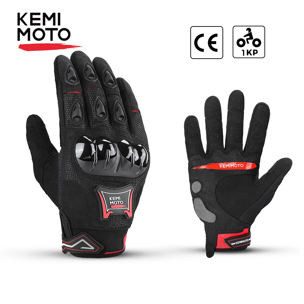 

KEMiMOTO Motorcycle Gloves Touchscreen Breathable Full Finger Guantes PVC Protective Gear For Racing Motocross ATV Luvas Leather