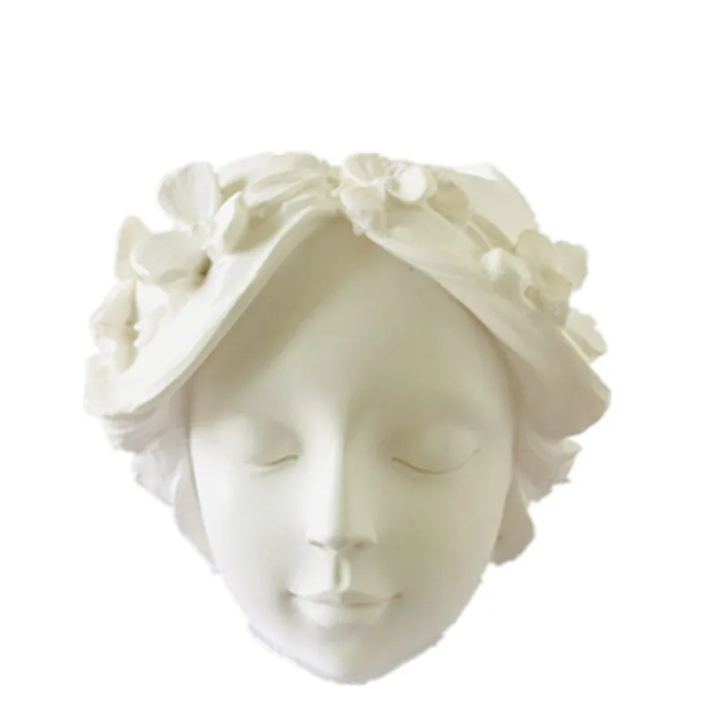 Small Cute Angel Head Girl Vase Mould 3D Silicone Concrete Plaster Clay Planter Flower Pot Molds Decorating Candle Holder Tools |