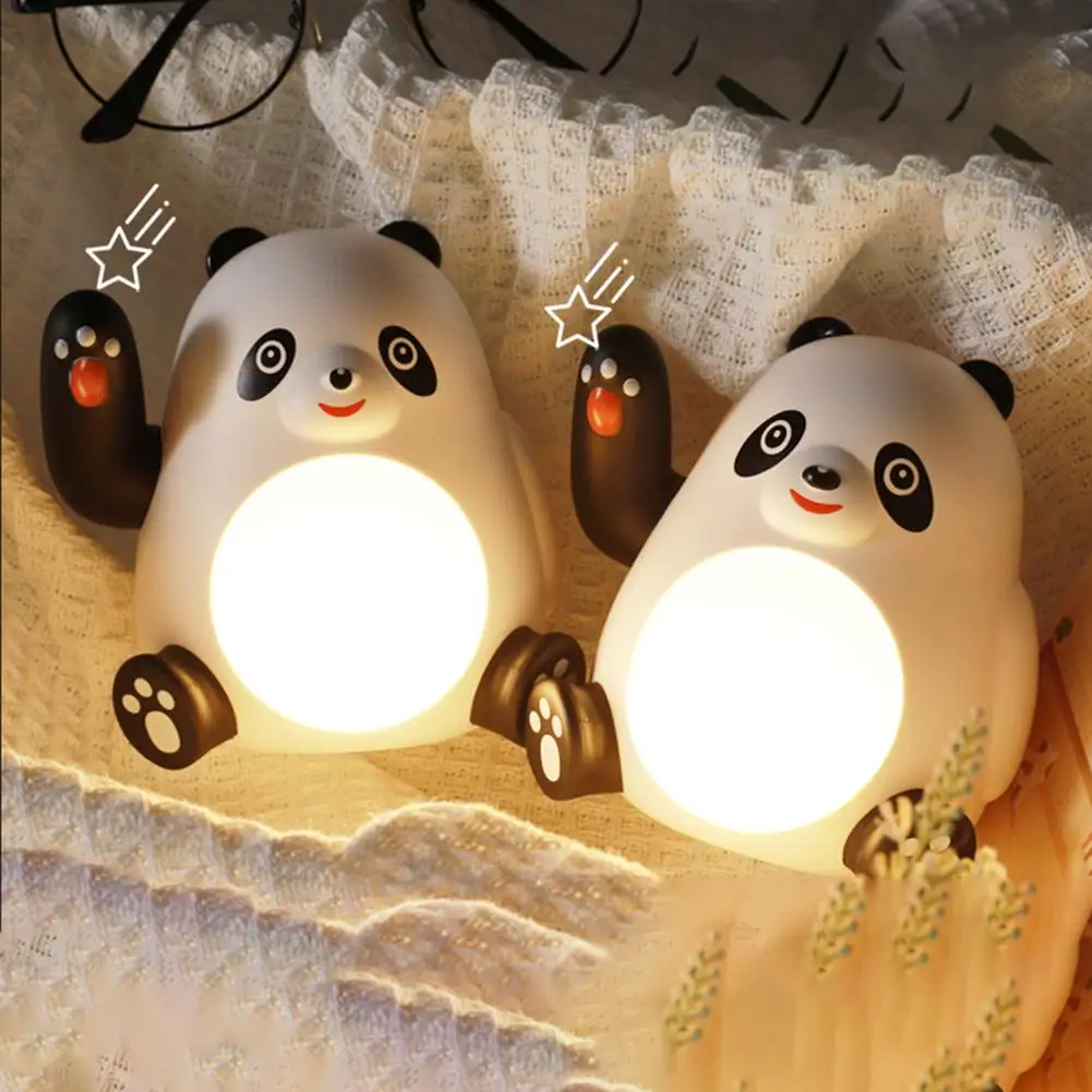 

Cute Panda Lamp Night Light Electric Waving Usb Rechargeable Cartoon Led Desk Lamp For Children Bedside Bedroom Gift Decoration
