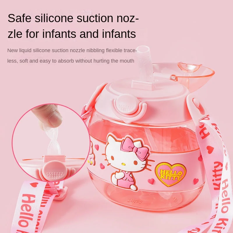 

TAKARA TOMY Hello Kitty соломенная пластиковая чашка для воды для детей дошкольного возраста для мальчиков и девочек Милая мультяшная портативная сл...