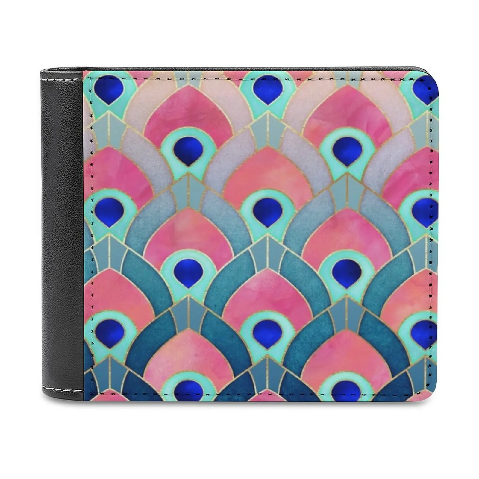 

Feathered 1 Soft Men Wallets New Purse Credit Card Holders For Male Purses Men Wallet Graphic Abstract Pattern Peacock Fancy