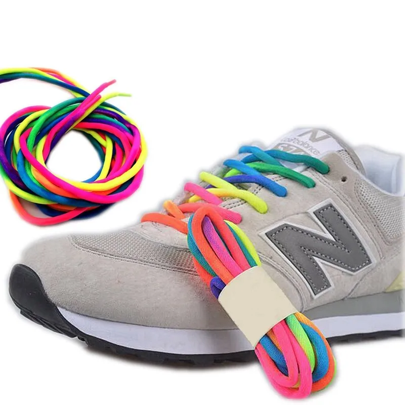 

1 Pair Round Rainbow Shoelaces Canvas Athletic Shoelace Sport Sneaker Shoe Laces Strings 100CM/120CM