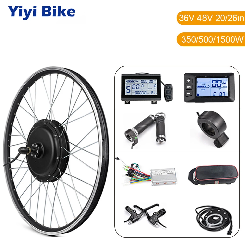 

Ebike Conversion Kit 20in 26in 1500W Hub Motor Wheel Kit 36V 48V 500W Front Rear Electric Bike Motor Wheel E bike Conversion Kit