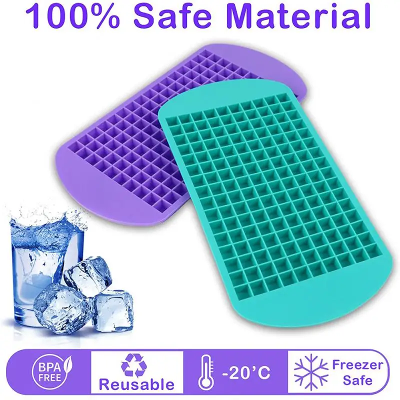 

160 Grid Silicone Ice Tray Foldable Ice Mold Ice Breaker Ice Grid Tray Mini Ice Cubes Small Square Mold Ice Maker Silicone Mold