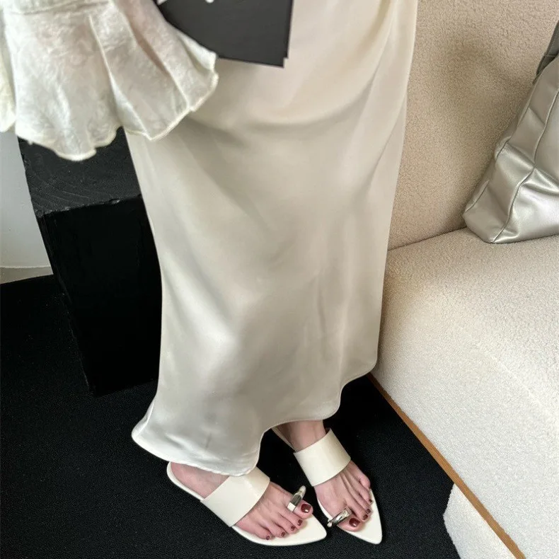 Французские винтажные шлепанцы женская летняя одежда для улицы новинка 2024