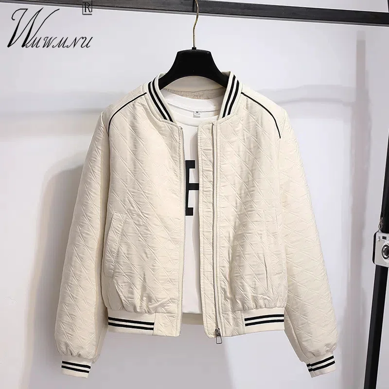 

Spring Casual Bomber Jackets Classic Striped Boyfriend Style Women Coats Fall Lined Short Baseball Outwear Cropped Chaquetas