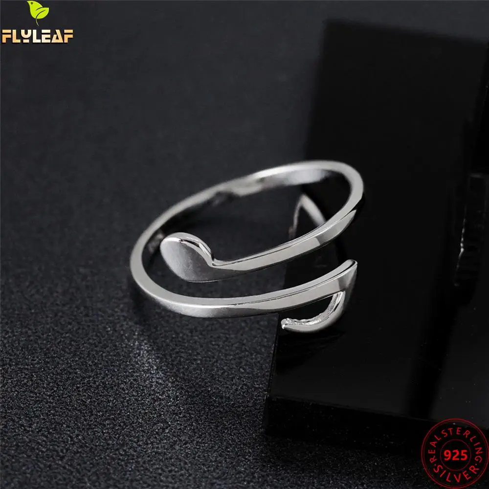 

Real 925 Sterling Silver Jewelry Musical Note Open Rings For Women Original Design Popularity Accessories 2022 New Arrival