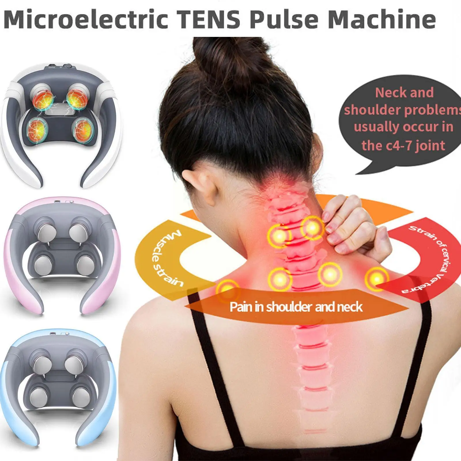 

Smart Electric Neck Massager Pulse Body Massager Relaxation Cervical Massage Back Physiotherapy Vertebra Machine Relief Pai P4C1