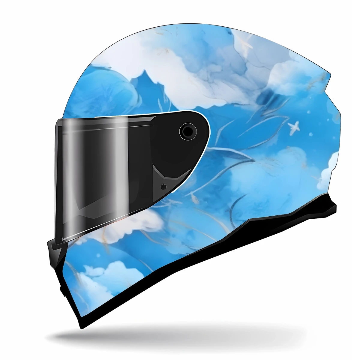 Сине-белая Цветочная полная наклейка на шлем мотоциклетный гоночная графическая