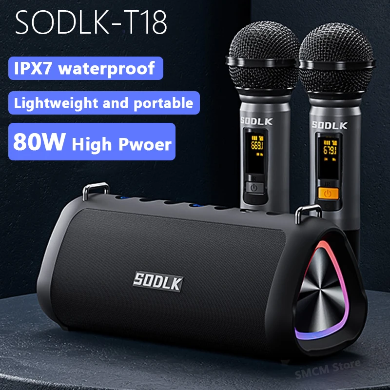 

SODLK T18 80W High-Power caixa de som Bluetooth Speaker Outdoor Wireless Subwoofer Soundbar TES Party Karaoke Mega Bass With Mic