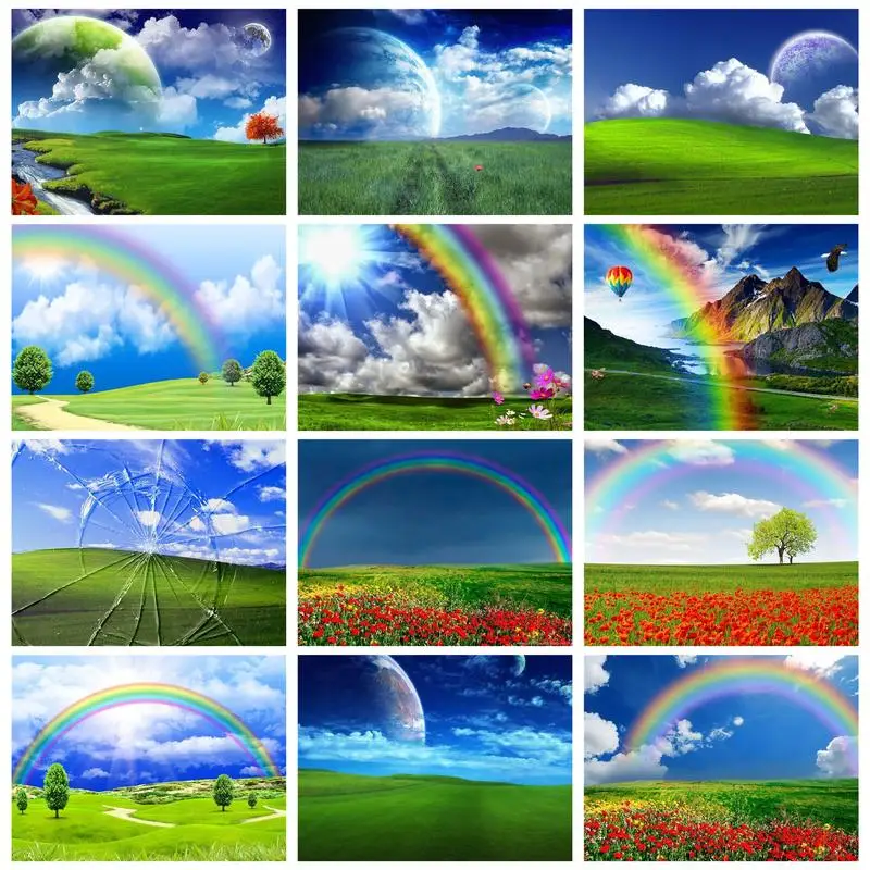 

RUOPOTY Oil Painting By Numbers Diy Crafts Coloring By Number Rainbow On Lake Drawing By Numbers For Adults Home Decors Gift