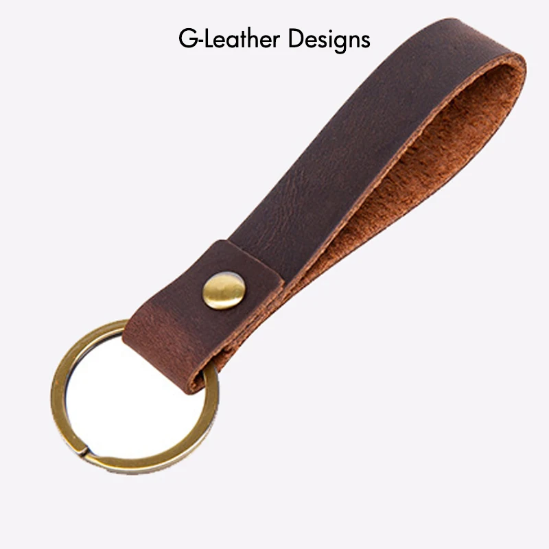 

Keychain Vintage Genuine Cow Crazy Horse Leather Key Holder Strap New Classic Men Personality Leather Car Key Ring