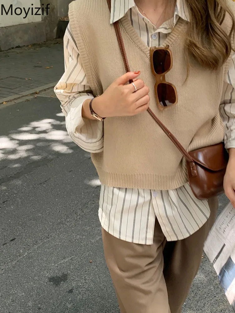 

Женский трикотажный свитер без рукавов, с V-образным вырезом