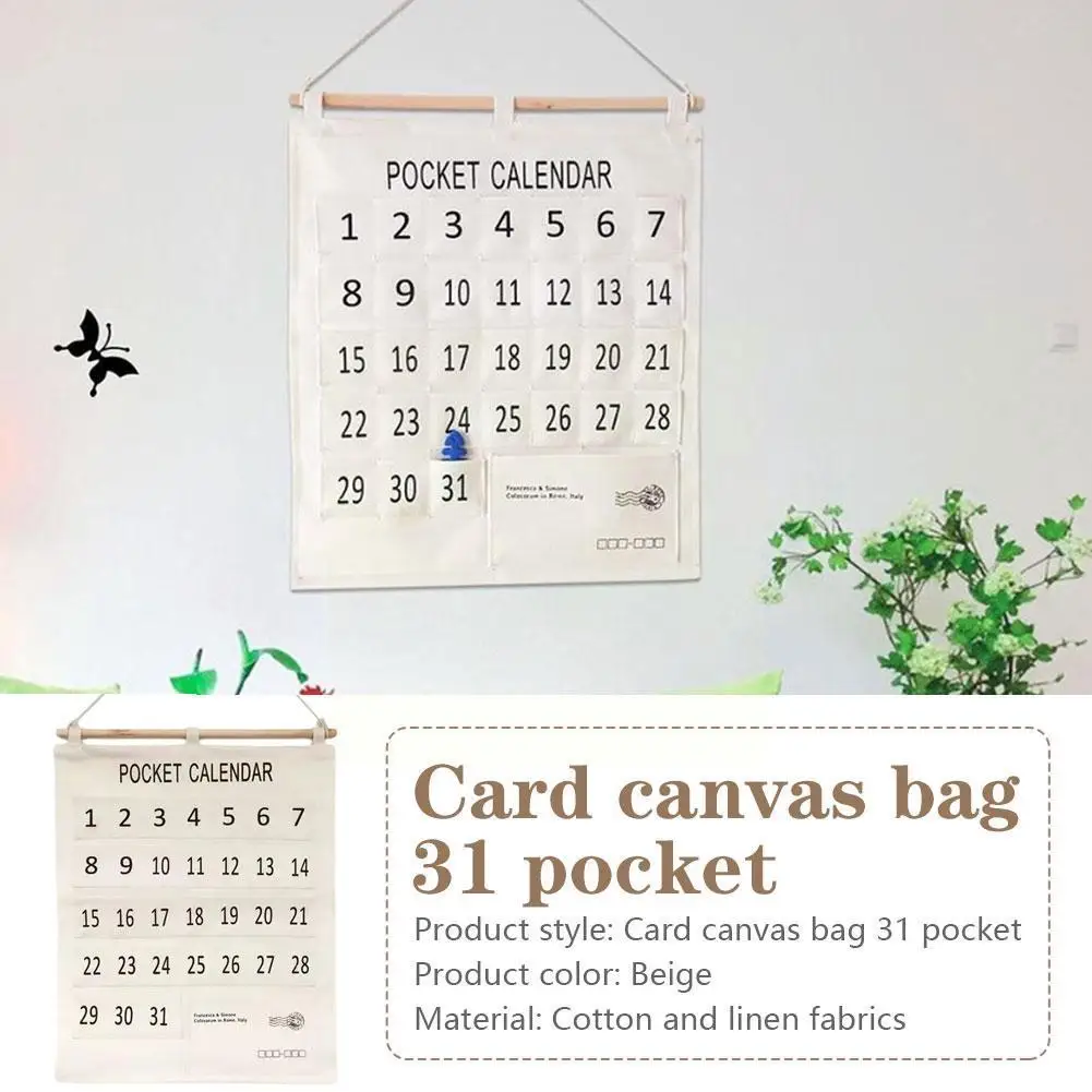 

31 Grids Card Canvas Bag Hanging Storage Bag Business Card Membership Supplies Organizer Sundries Storage Pocket Card Note J3M2