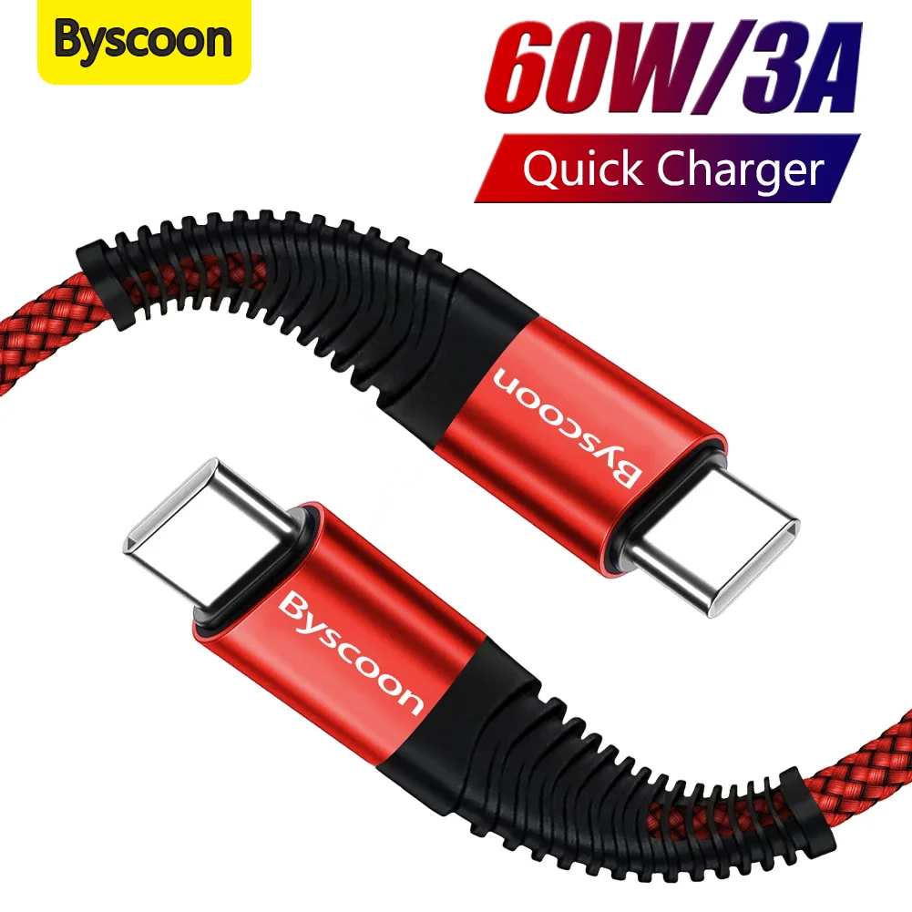 

Byscoon 60W 3A Fast Cable For Xiaomi Poco X3 Mi 11T Pro USB To Type C Data Cable QC3.0 Quick Charge Kabel On Samsung S21 A52 A51
