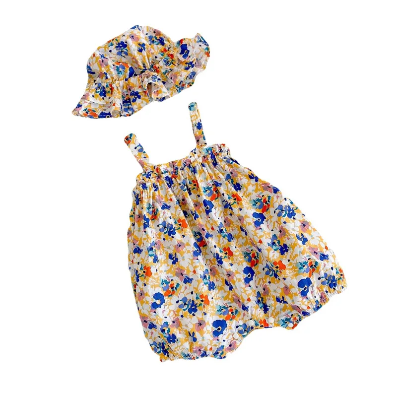 

Girls Baby Rompers Flower Fashion Newborn Girl Clothes 2022 Summer Cap Rompers Infant Girl Clothing Breathable Baby Clothes Tops