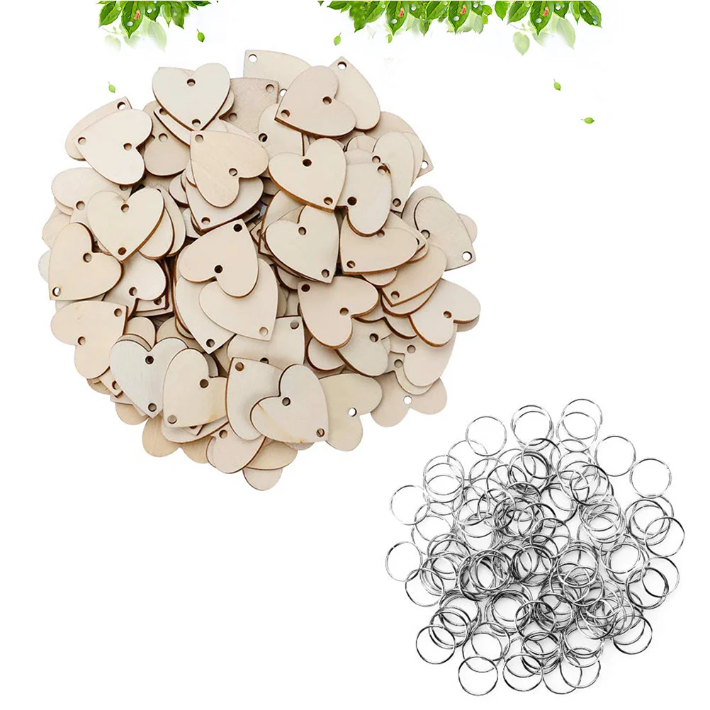 

100pcs Natural Heart Shaped Crafts Decorative Wedding Heart Craft Tags Heart Tags