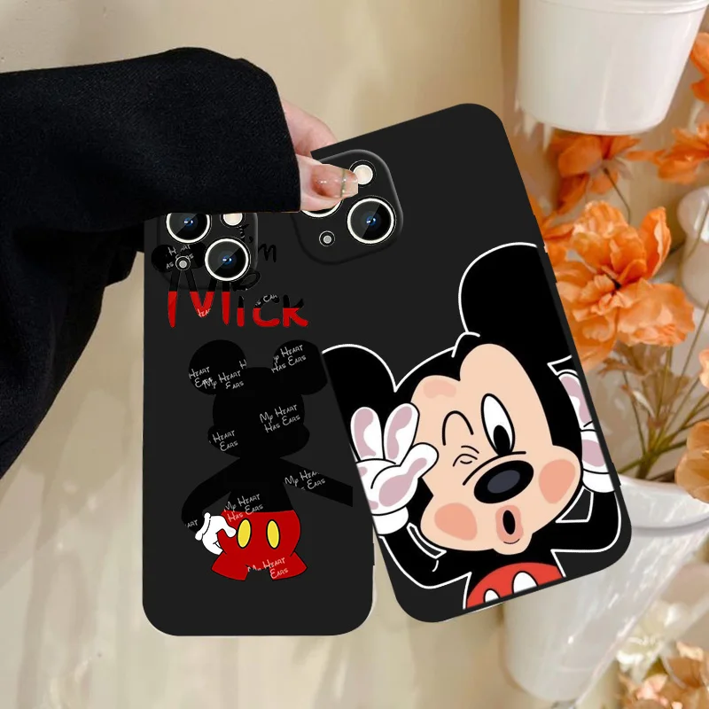 

Disney Minnie Mouse Phone Case For Apple iPhone 11 12 13 14 Max Mini 5 6 7 8 S SE X XR XS Pro Plus Black Silicone Cover Soft