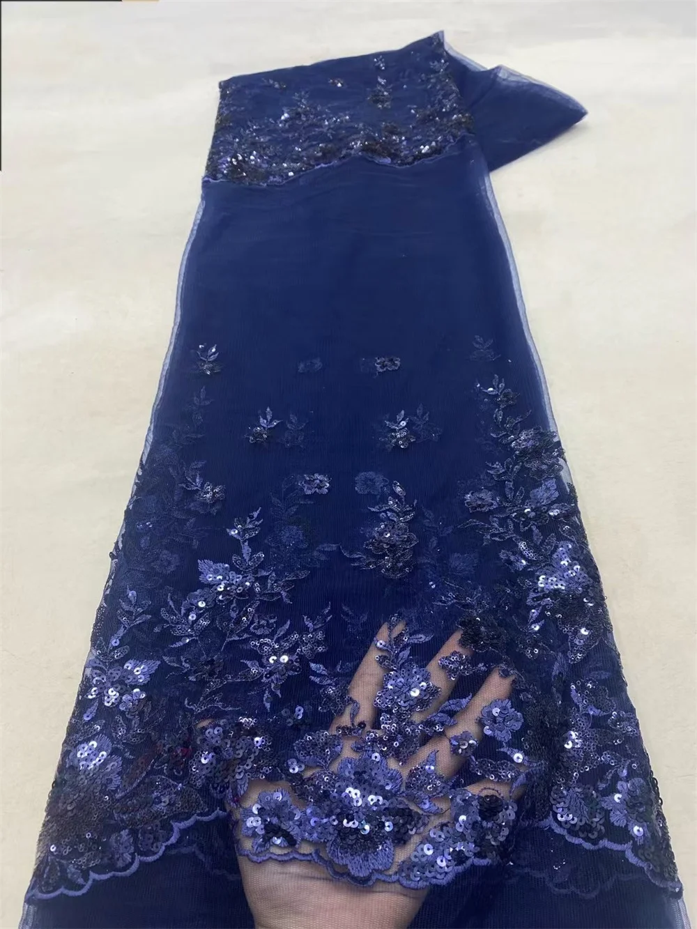 Небесно-голубая последовательность кружевной ткани 2024 высокое качество