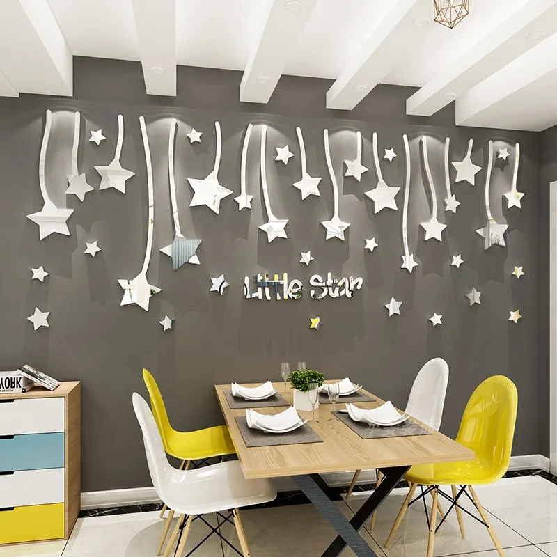 

WS129 star romantic wall sticker home decoration dining room bedroom children's room wall layout 3D wall sticke