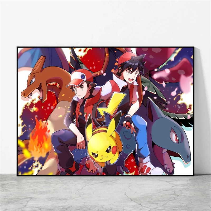 

Japanese Classic Anime Pokemon Pikachu Picture Hd Print Art Prints Living Room Modular Painting Comics Pictures Hanging
