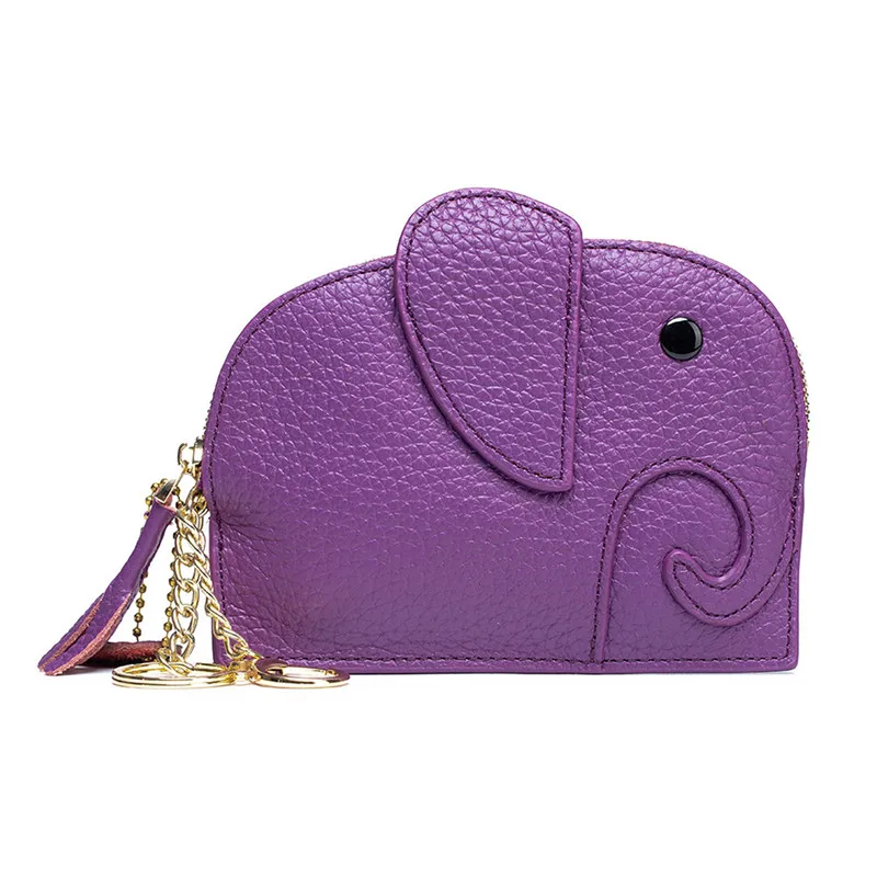 

Fashion Leather Girl Handbags Wallet 1 Card Slot Key Ring Versatile Lady Lovely Elephant Bags Neat Animal Coin Purses