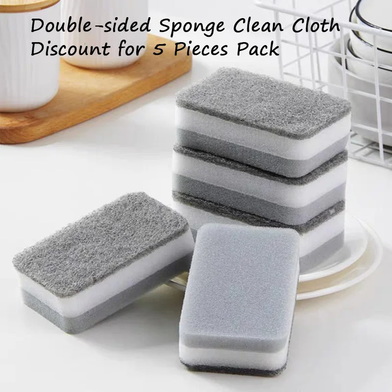 

5PCS Thickened Decontamination Cleaning Sponge Cloth Household Scouring Pad Kitchen Scrubbing Sponge Rag Dish Towel Accessories