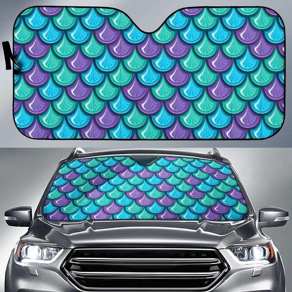 

Teal Mermaid Scales Pattern Print Car Sun Shade