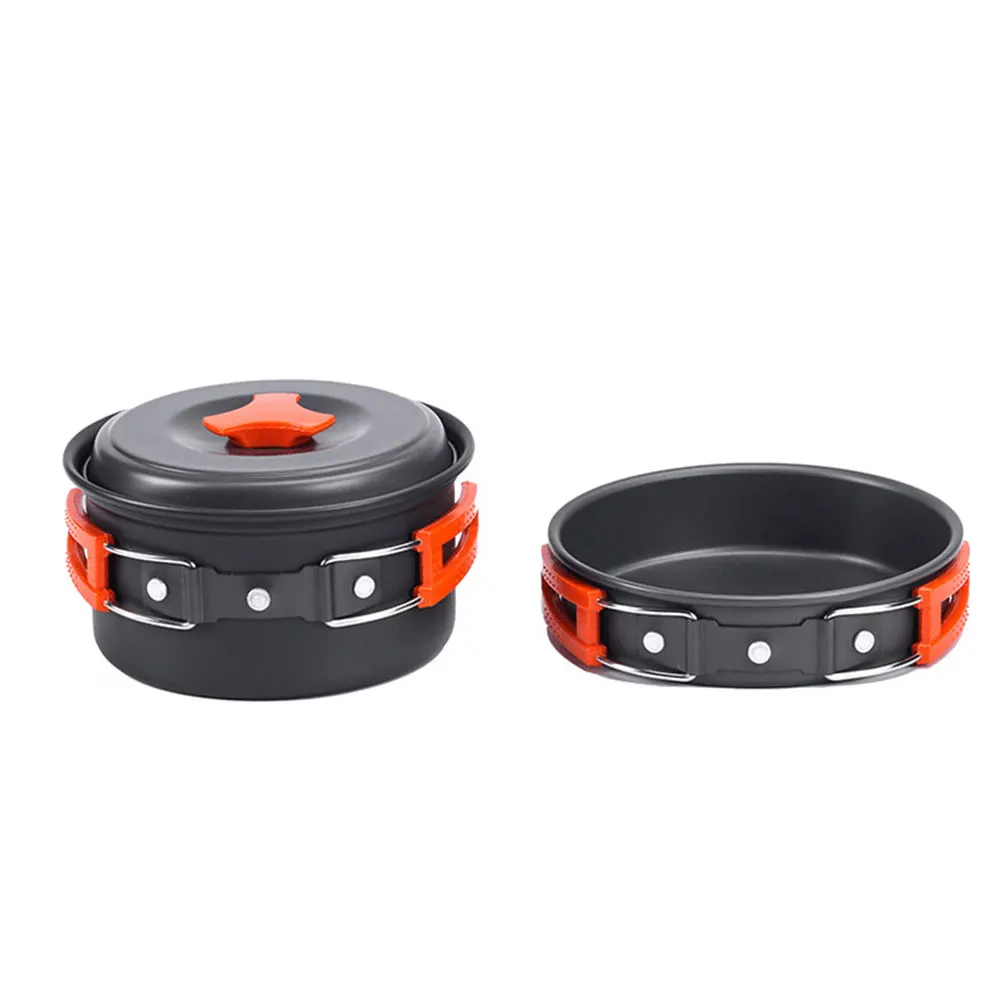 

8pcs Cookware Set Hiking Spoon Combination Kitchen Frying Pan Multifunctional Mixing Bowls Portable Outdoor Camping Saucepan