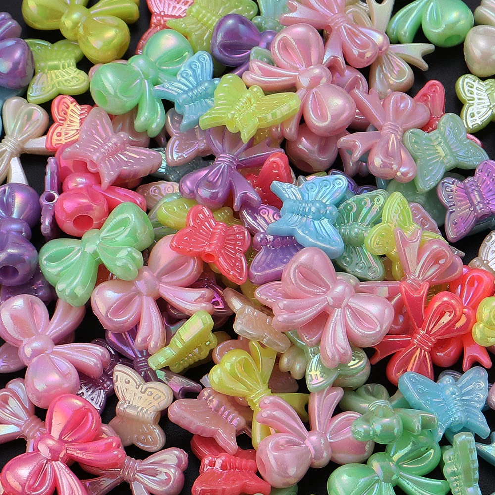 100-200 шт. акриловые бусины с покрытием красочная форма банта Ожерелье сделай сам