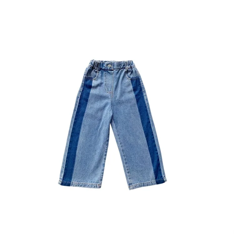 

Новинка весна-осень 2022, детские брюки, модные свободные джинсы с широкими штанинами, детские модные Универсальные джинсы, эксклюзивная детс...