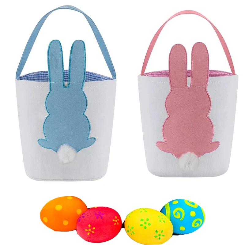 1Pc Popular Easter Basket Candy Egg Storage Bucket With Fluffy Tail Huge High Quality Cute Rabbit Handbag For Kids - купить по