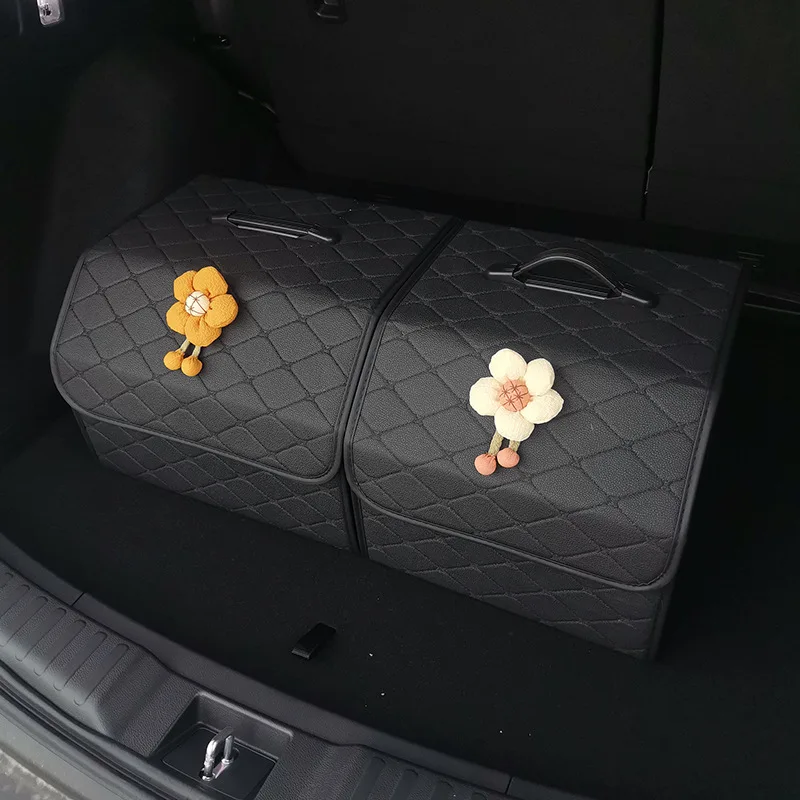

Car Trunk Organizer Box Large Capacity Auto Multiuse Tools Storage Bag Stowing Tidying Leather Folding For Emergency Storage Box