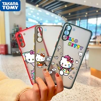 anime hello kitty cartoon for samsung galaxy s22 s21 ultra s20 fe lite s10 s9 s8 plus 5g frosted translucent phone case