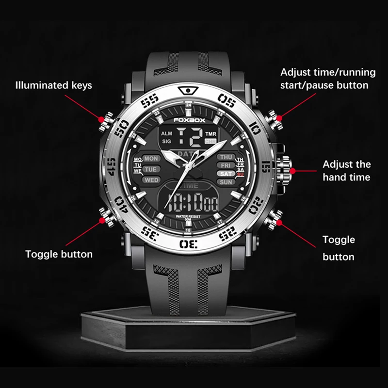 Часы наручные LIGE Мужские Цифровые спортивные модные электронные в стиле