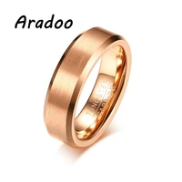 aradoo classic simple retro 6mm tungsten steel brushed smooth titanium steel ring