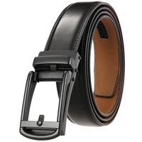leisure alloy automatic buckle two layer leather belt luxury mens office travel banquet anti pull buckle belt accessories black