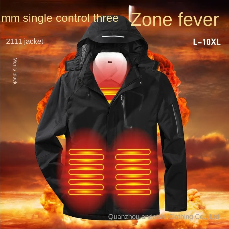Smart Heating Men's and Women's Sweater Jacket Fashion Cotton Jacket Waterproof Windproof Plush Warm Jacket Large R209
