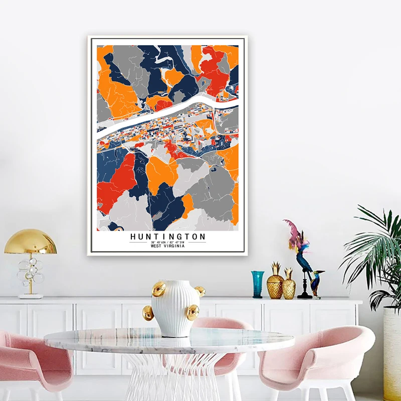 Живопись в стиле Хантингтона, Западная Вирджиния, Америка, цвет детской стены, Художественная печать, плакат, домашний декор