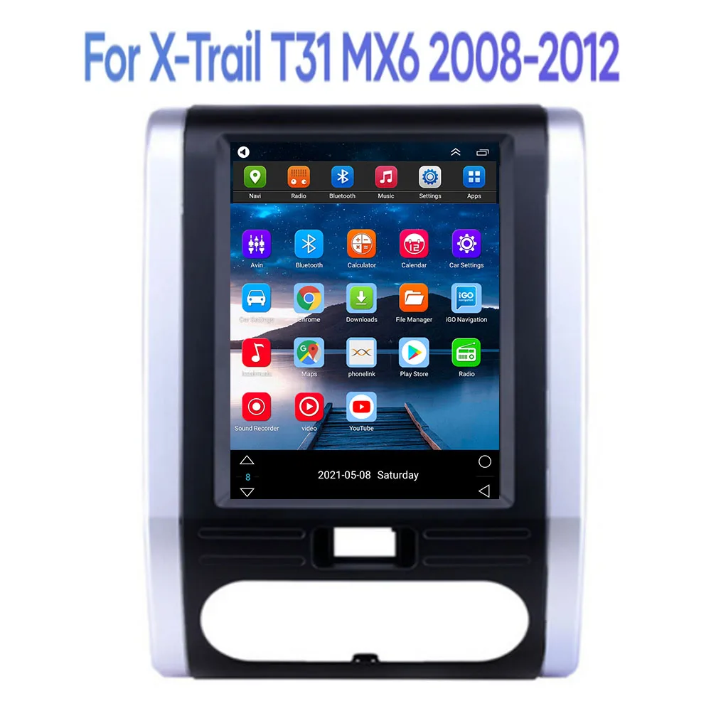 

For Nissan X - Trail X Trail 2 T31 2007 - 2015 For Tesla style screen Car Radio Multimedia Video Player Navigation GPS Android12