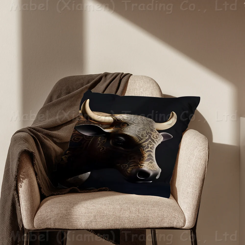 Painting Metal Black Canvas Pillow Covers Cartoon Sofa Decorative Home Double-sided Printing Short Plush Cute Cushion Cover