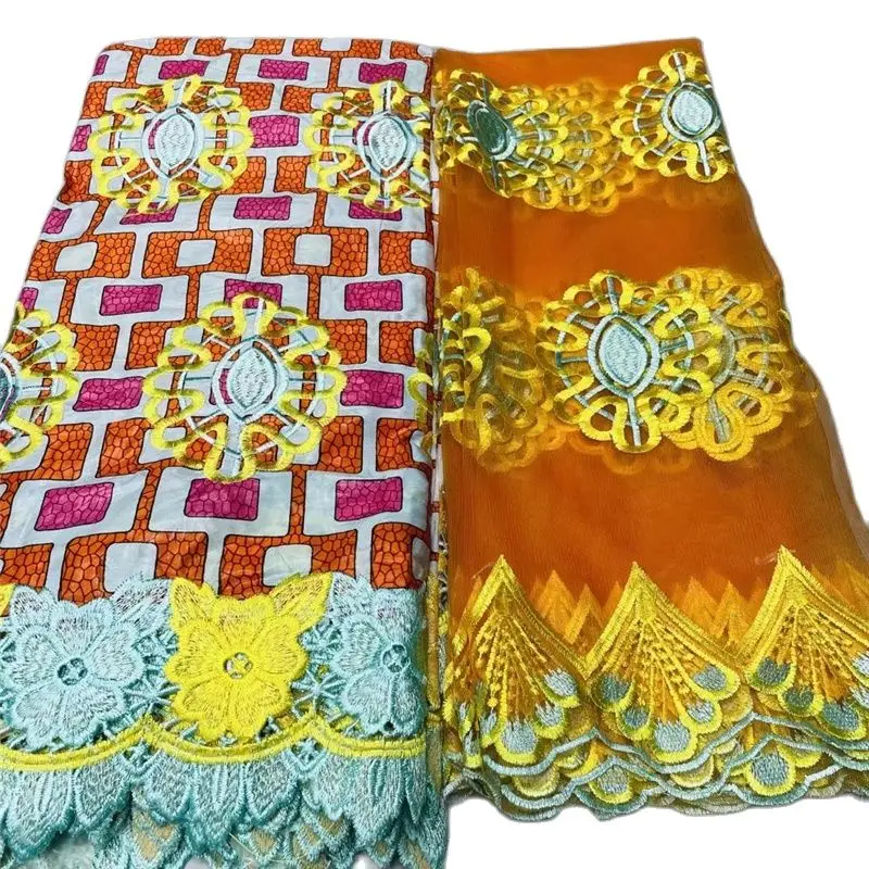 

Африканский материал Bazin, яркий цвет, хлопок, базин с тюлем, кружевная ткань для свадьбы, 5 + 2 ярда