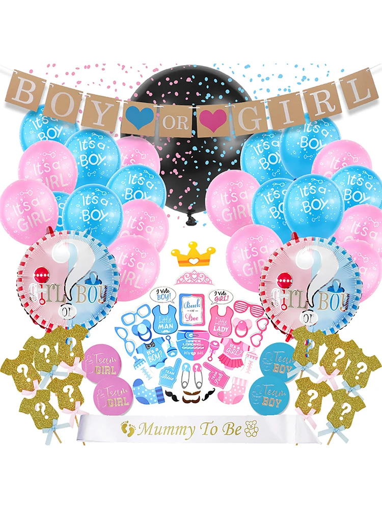

IT＇S A BOY OR GIRL Gender Reveal Baby Balloon Party Decoratio Set